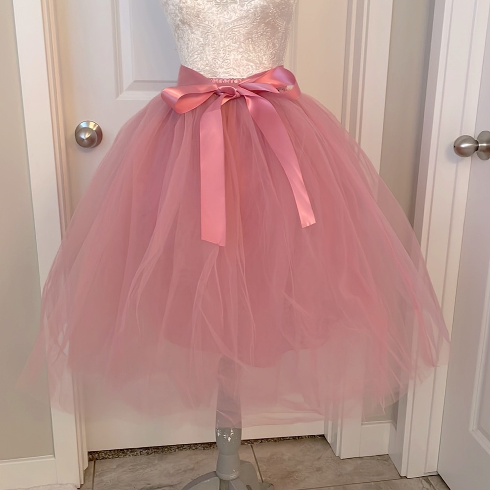 Dusty pink ballet tulle tutu skirt for adult